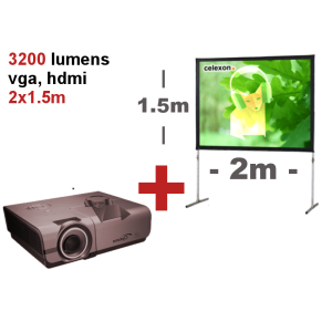 Location vidéoprojecteur vga-hdmi + écran de projection 2x1.5m