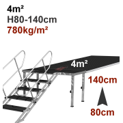 Location pack scène 4m² avec praticables H80-140cm