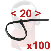 100 serre-câbles noirs 200mm à usage unique