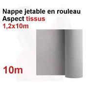 Nappe grise jetable aspect tissus 1,2x10m en rouleau