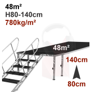 Location pack scène 48m² avec praticables H80-140cm