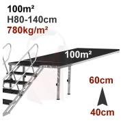 Location pack scène 100m² avec praticables H80-140cm