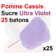 Kit 25 barbes à papa avec bâtonnets et sucre Ultra Violet - Pomme Cassis
