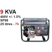 Location groupe électrogène TRI-9KVA essence régulé AVR 1,5%
