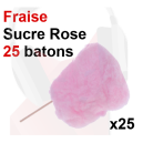 Kit 25 barbes à papa avec bâtonnets et sucre rose Fraise