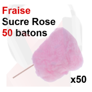 Kit 50 barbes à papa avec bâtonnets et sucre rose fraise