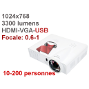 Location Videoprojecteur HDMI USB XGA Focale Courte 3400 lumens (10-200 personnes)