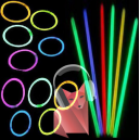 100x Bracelets batons UV lumineux phosphorescents couleurs