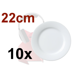 Location 10 assiettes plate à entrée (22cm) en porcelaine blanche